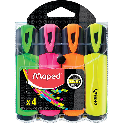 FLUO'PEPS HIGHLIGHTER ASSORTED COLOURS - WALLET 4