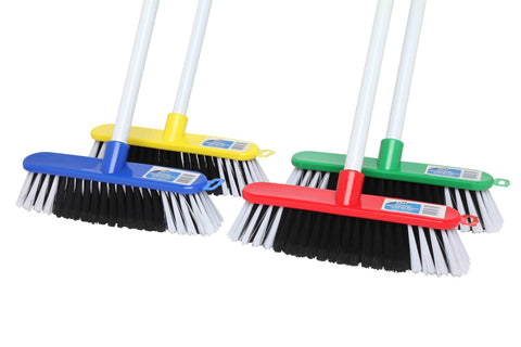 EDCO ECONOMY HOUSEHOLD BROOM WITH HANDLE - ASSORTED COLOURS