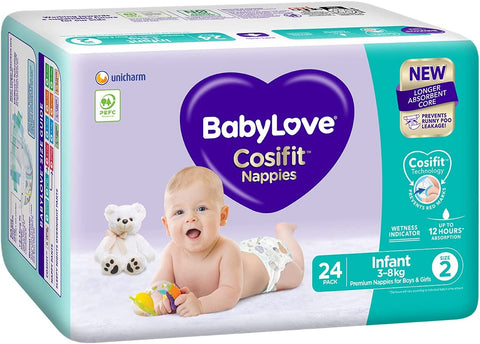 BABYLOVE COSIFIT INFANT NAPPIES 2 X 48PKT CTN 96