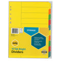 Marbig Manilla Bright Dividers A4 10 Tab Multi colour
