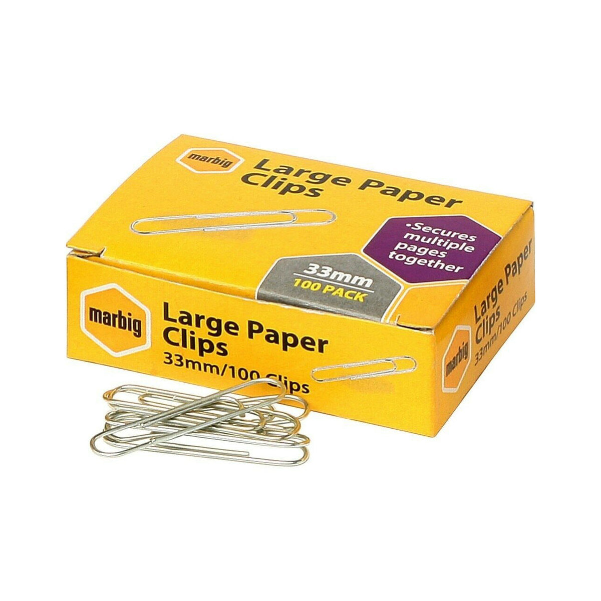 PAPER CLIPS - LARGE (33MM) - BOX OF 100 CHROME