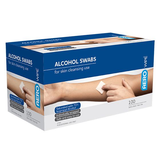 AeroWipe Alcohol Swabs 2Ply 100 Pack