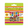 Marbig Thumb Tacks Coloured Patterned Pack 35 Assorted