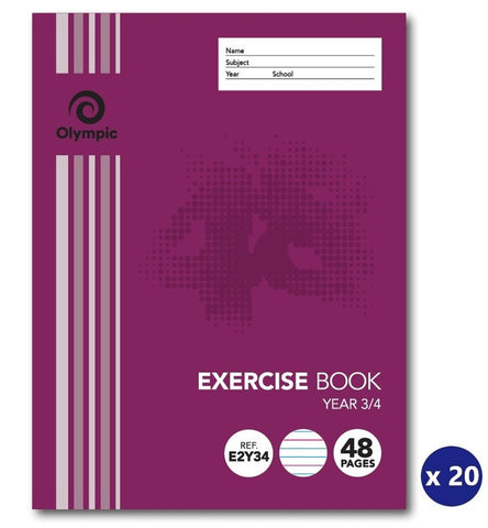 EXERCISE BOOK 48 PAGES 12MM YEAR 3/4 STAPLED - PACK OF 20