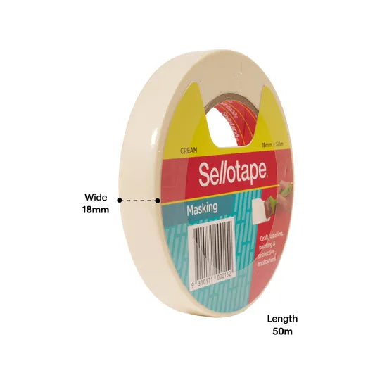 Sellotape Masking Tape 18mm x 50m Pack 12