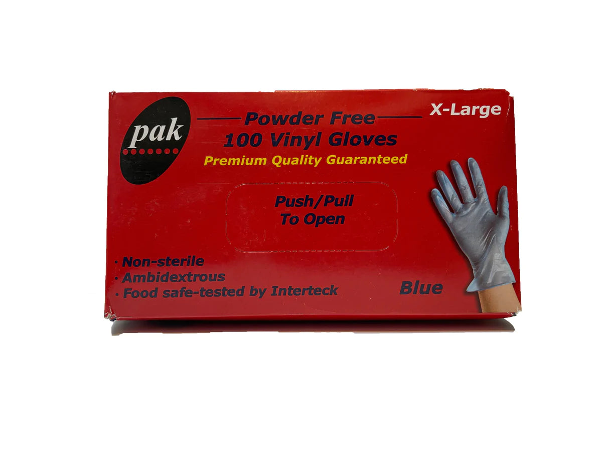 PAK POWDER-FREE VINYL BLUE GLOVES- SMALL- CARTON