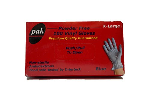 PAK POWDER-FREE VINYL BLUE GLOVES- SMALL- CARTON